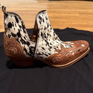 Myra West Street Western Hand-Tooled Booties. 

Where grit meets grace.